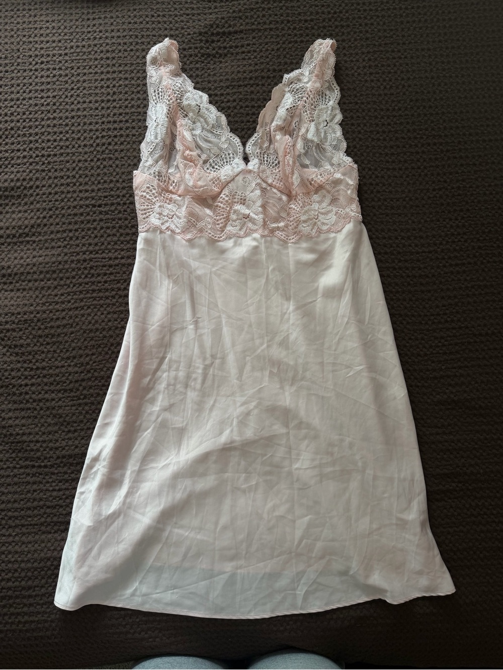 Lace-Trim Slip Nightgown in Light Pink
